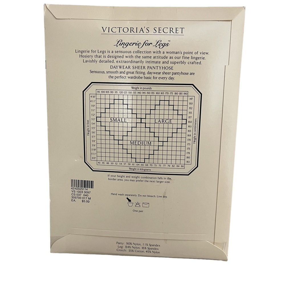 Vintage Victorias Secret Pantyhose NEW Lingerie for Legs Soft Taupe Size Medium - Picture 2 of 3
